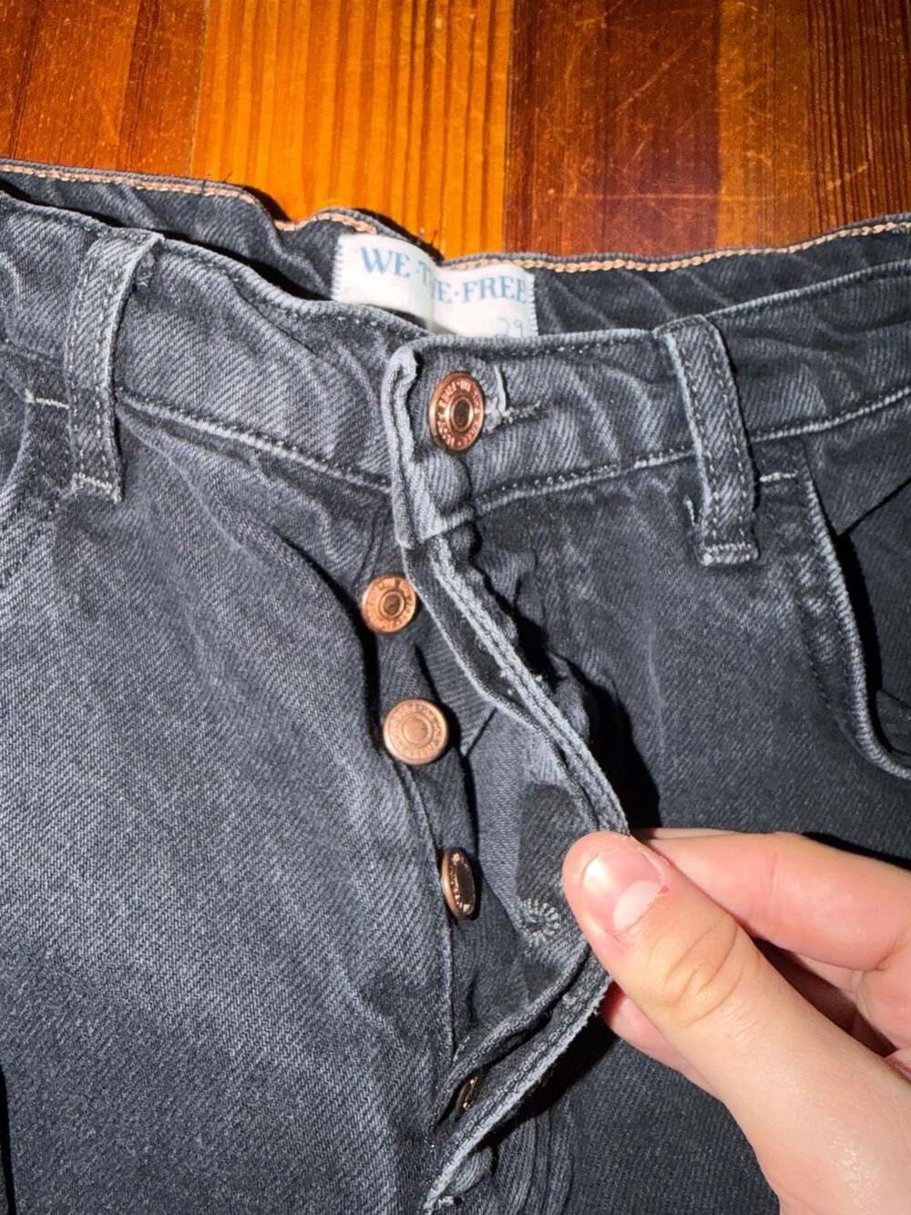 We The Free Black Wide Leg Baggy Denim Jeans - Picture 4 of 6